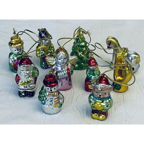Lot of 10 VTG '90s Ceramic Miniature Mini Christmas Ornaments Santa Snowman Bear - Picture 2 of 8